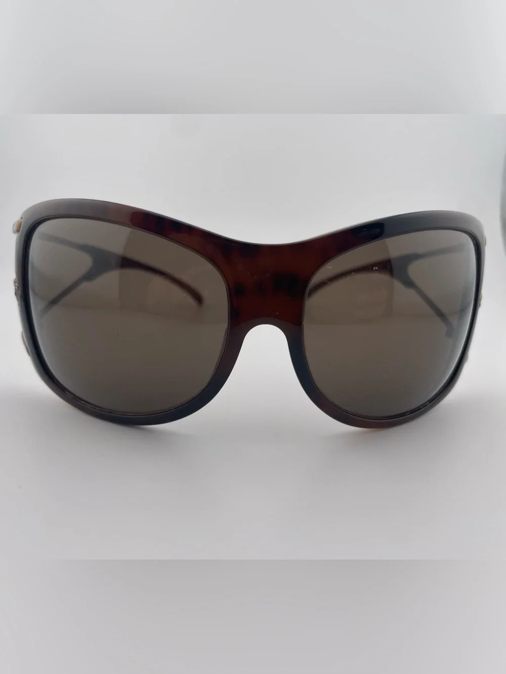 Versace Tortoiseshell Medusa Sunglasses Gold Split Temple Eyewear